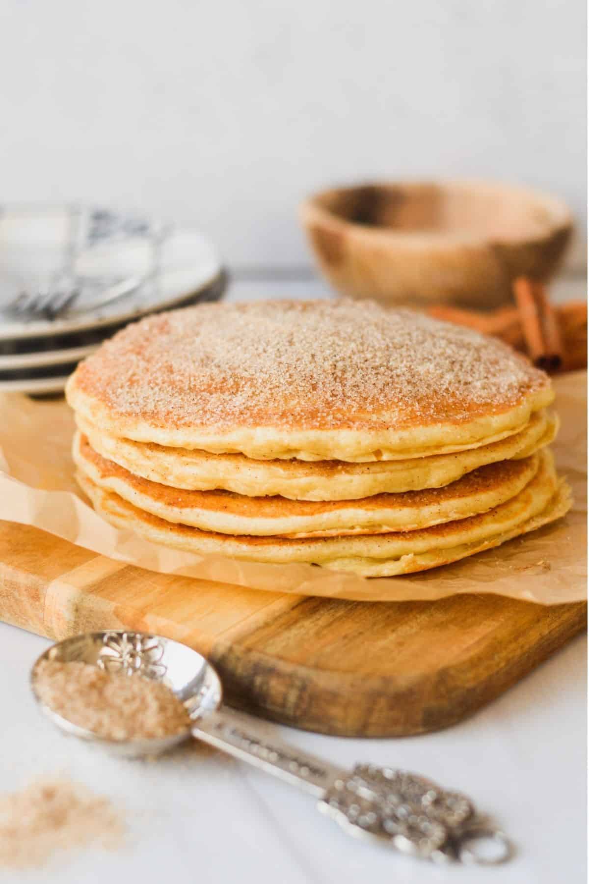 Cinnamon sugar coated buttermilk pancakes.