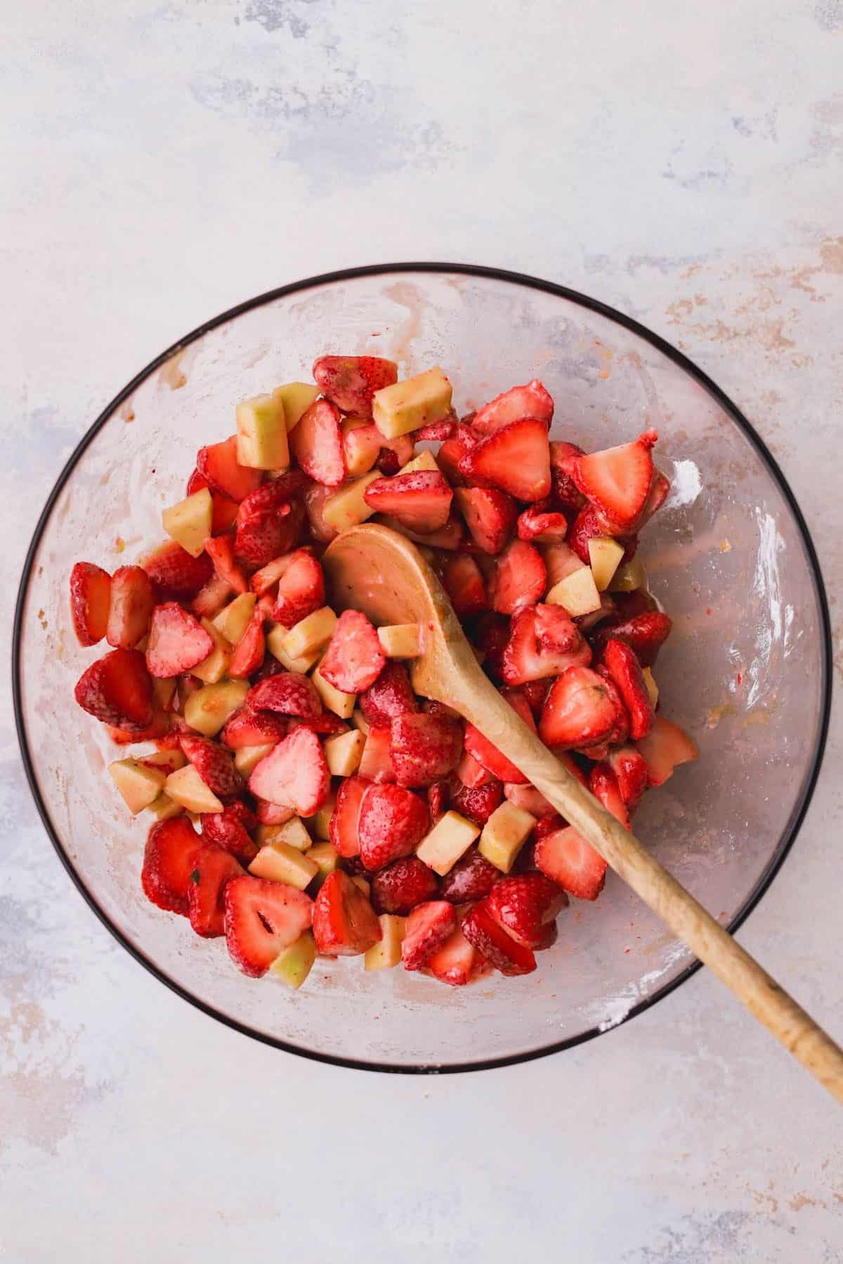 Mixed strawberry apple pie filling.