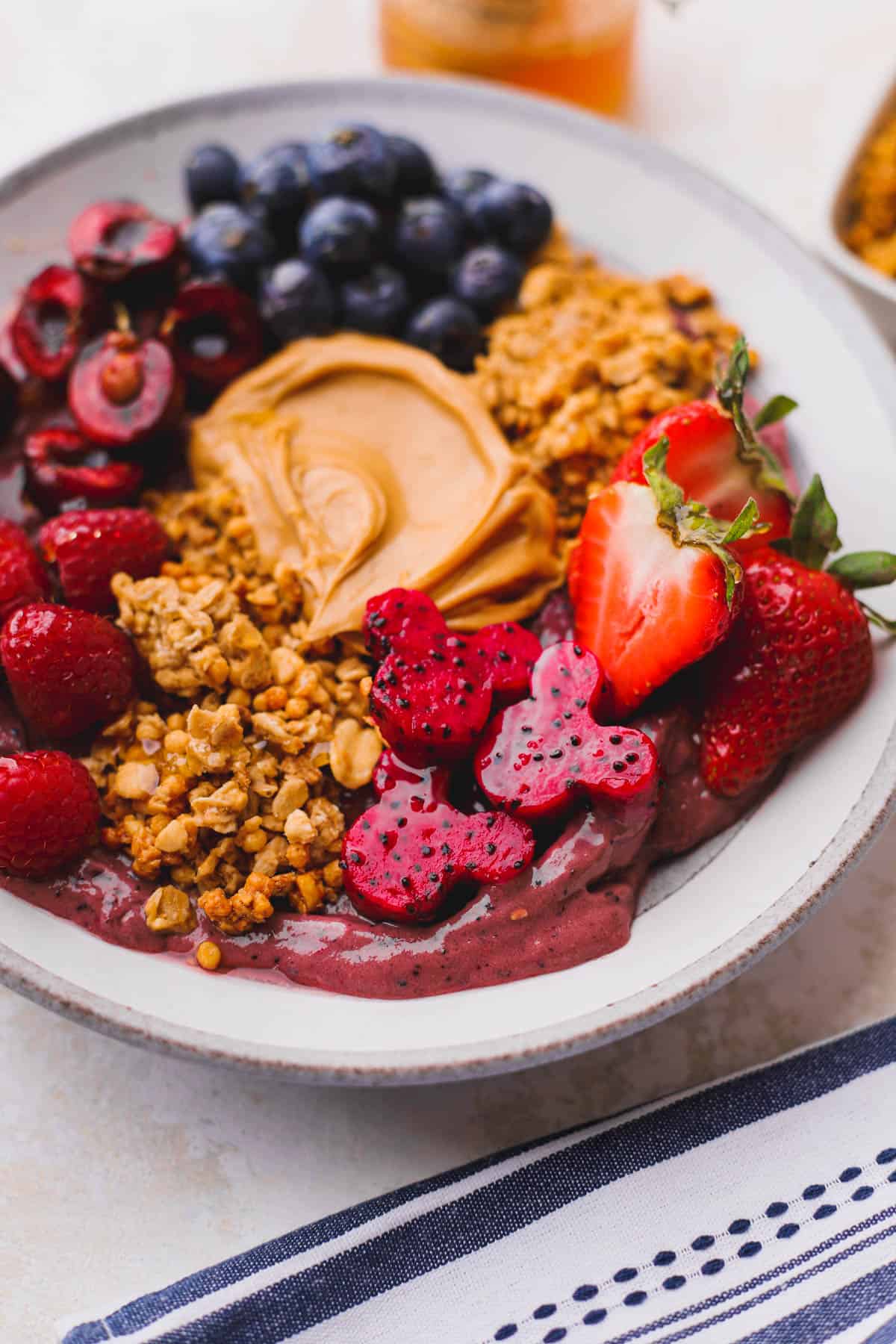 Fresh fruit, more peanut butter and crunchy peanut butter granola.