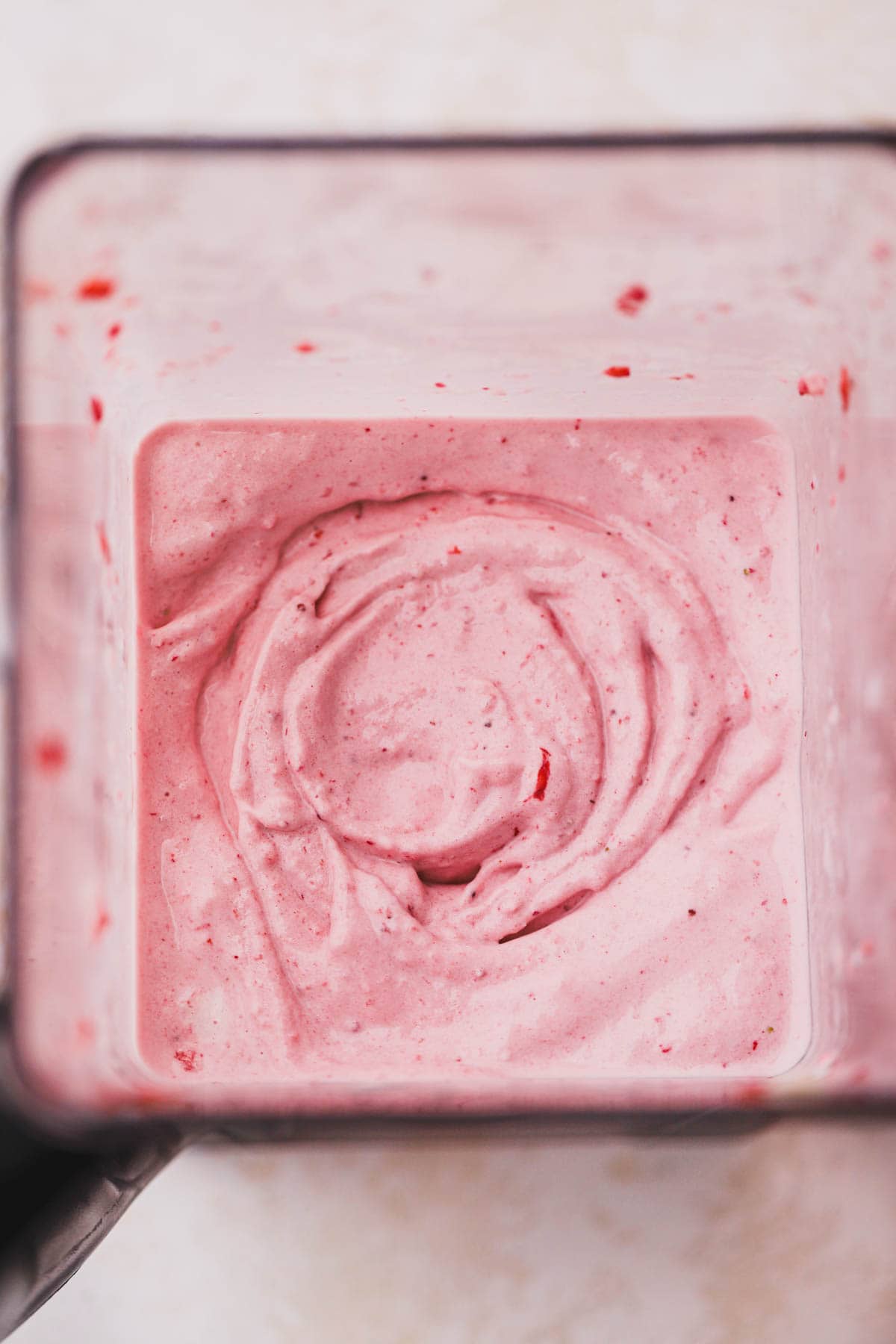 Strawberry and banana milkshake blended.