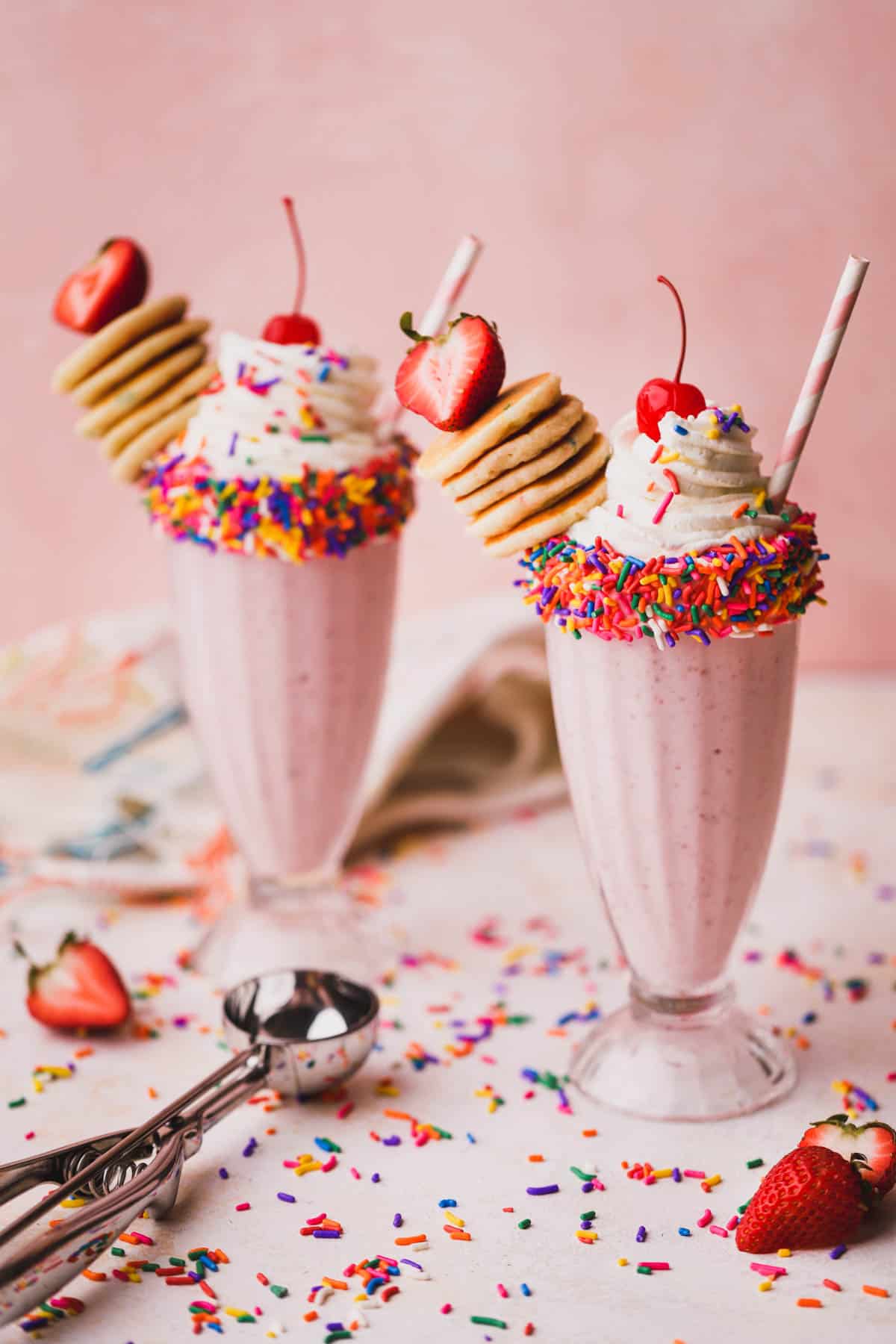 Disney Wreck in Ralph inspired strawberry milkshakes.