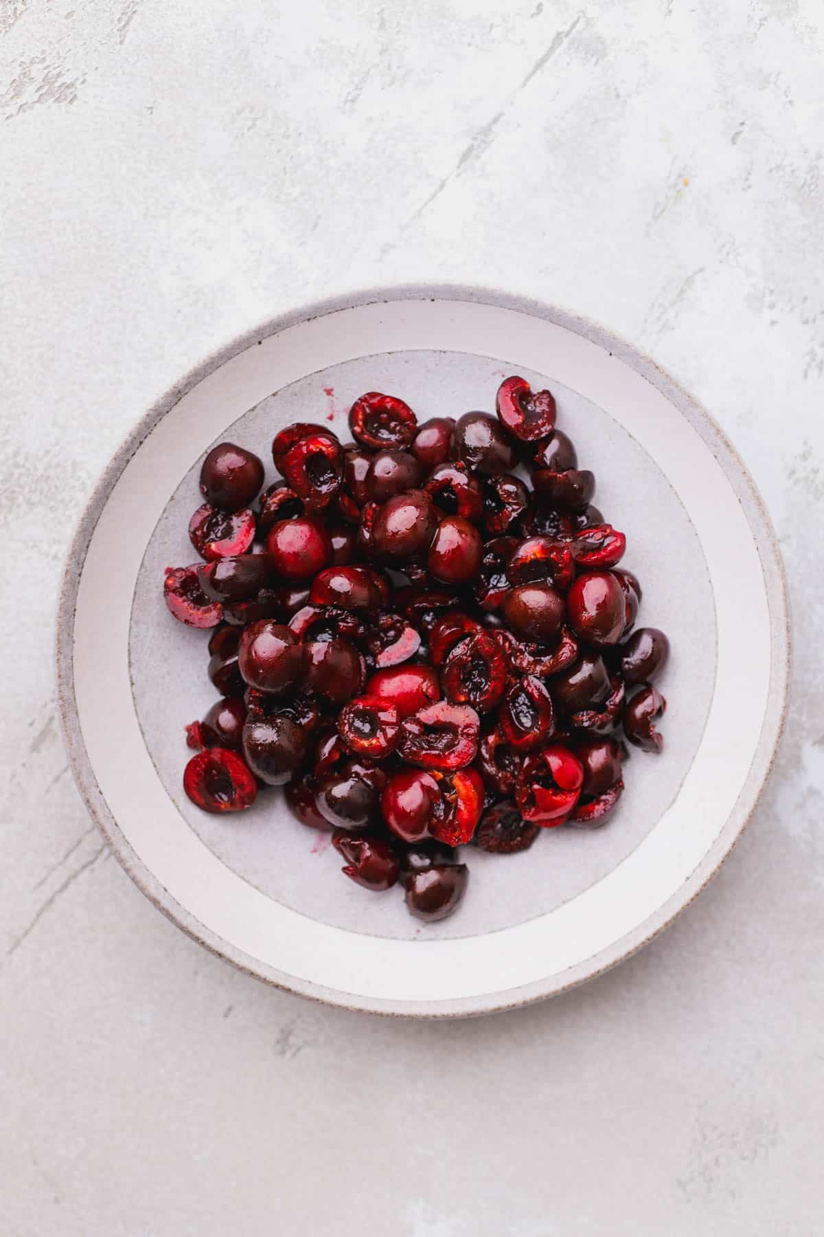 Pitted bing cherries.
