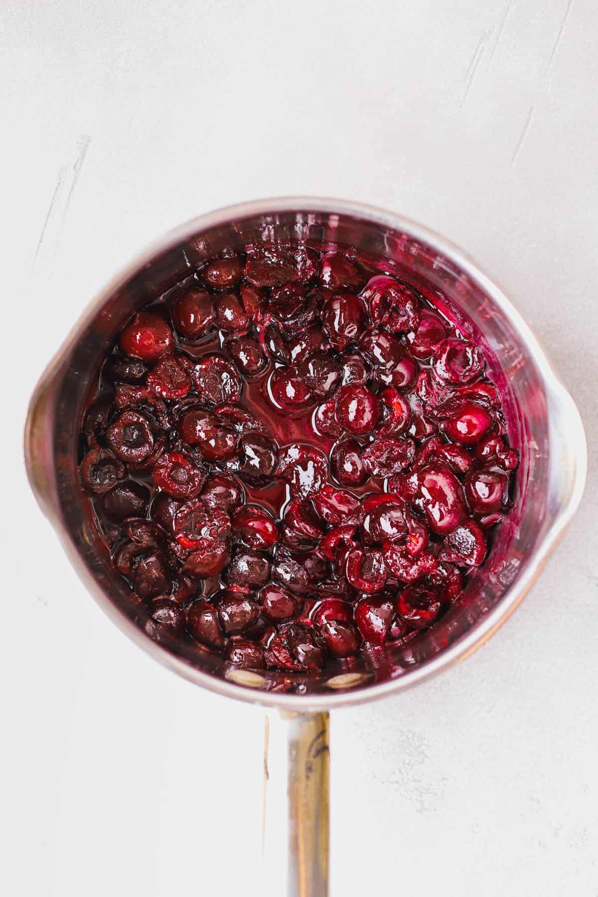 Cooked cherry compote.