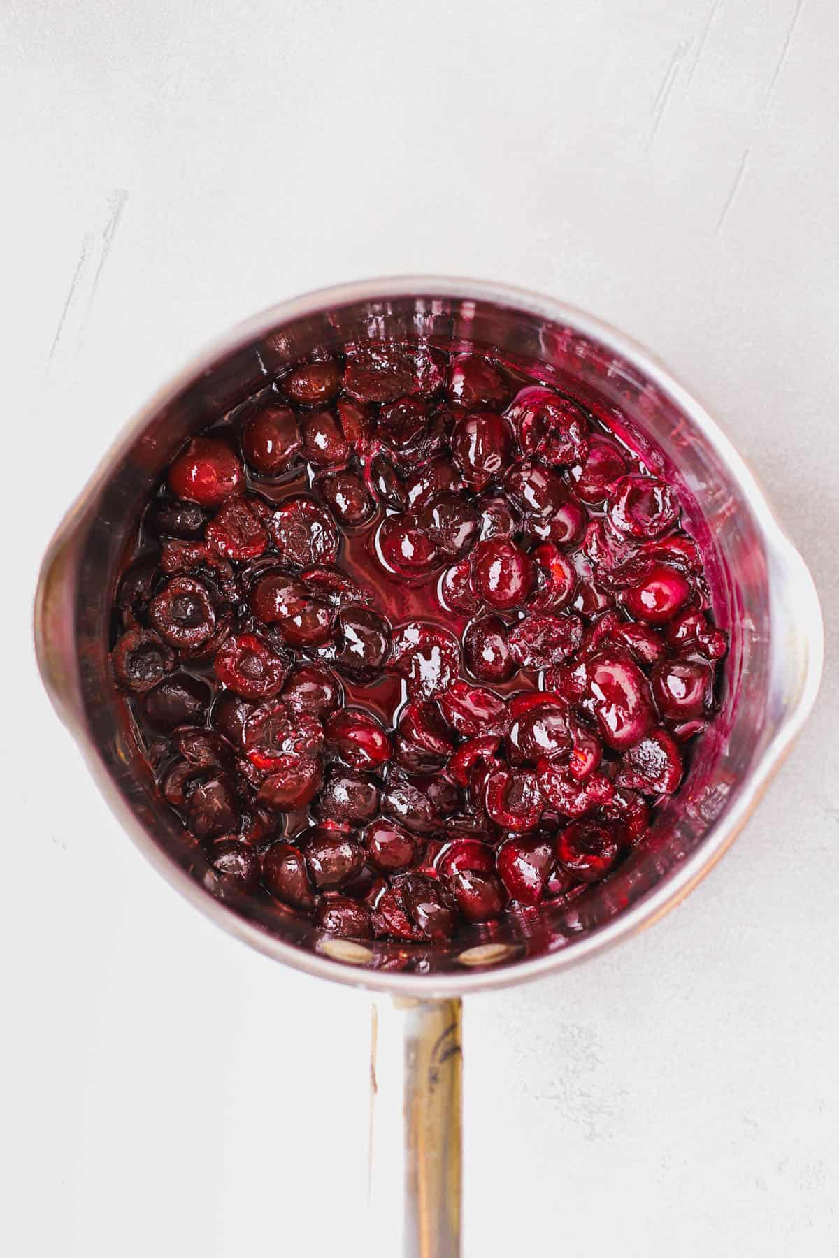 Cooked cherry compote.