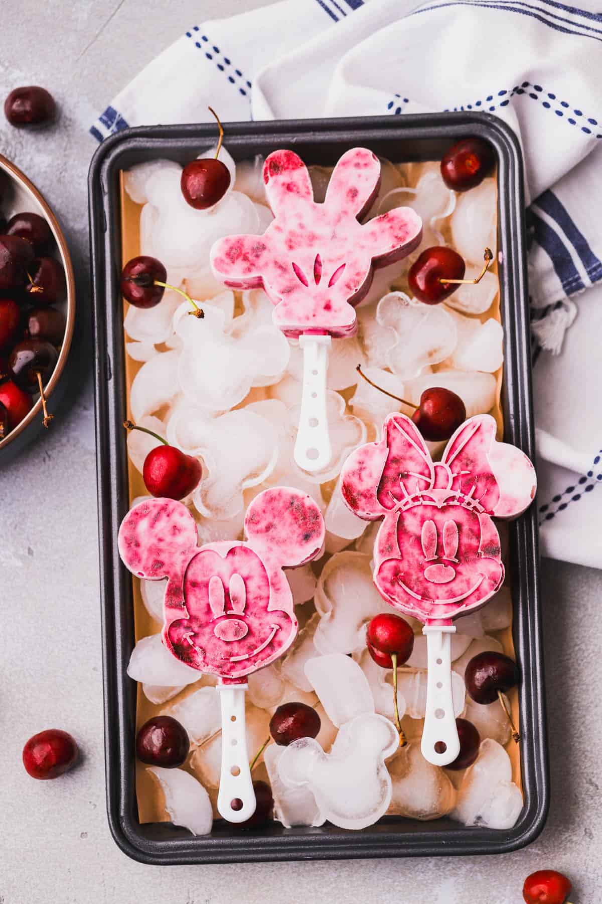 Cherry popsicles with coconut greek yogurt.  