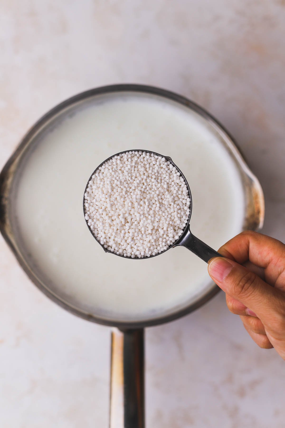 Milk with tapioca pearls.  