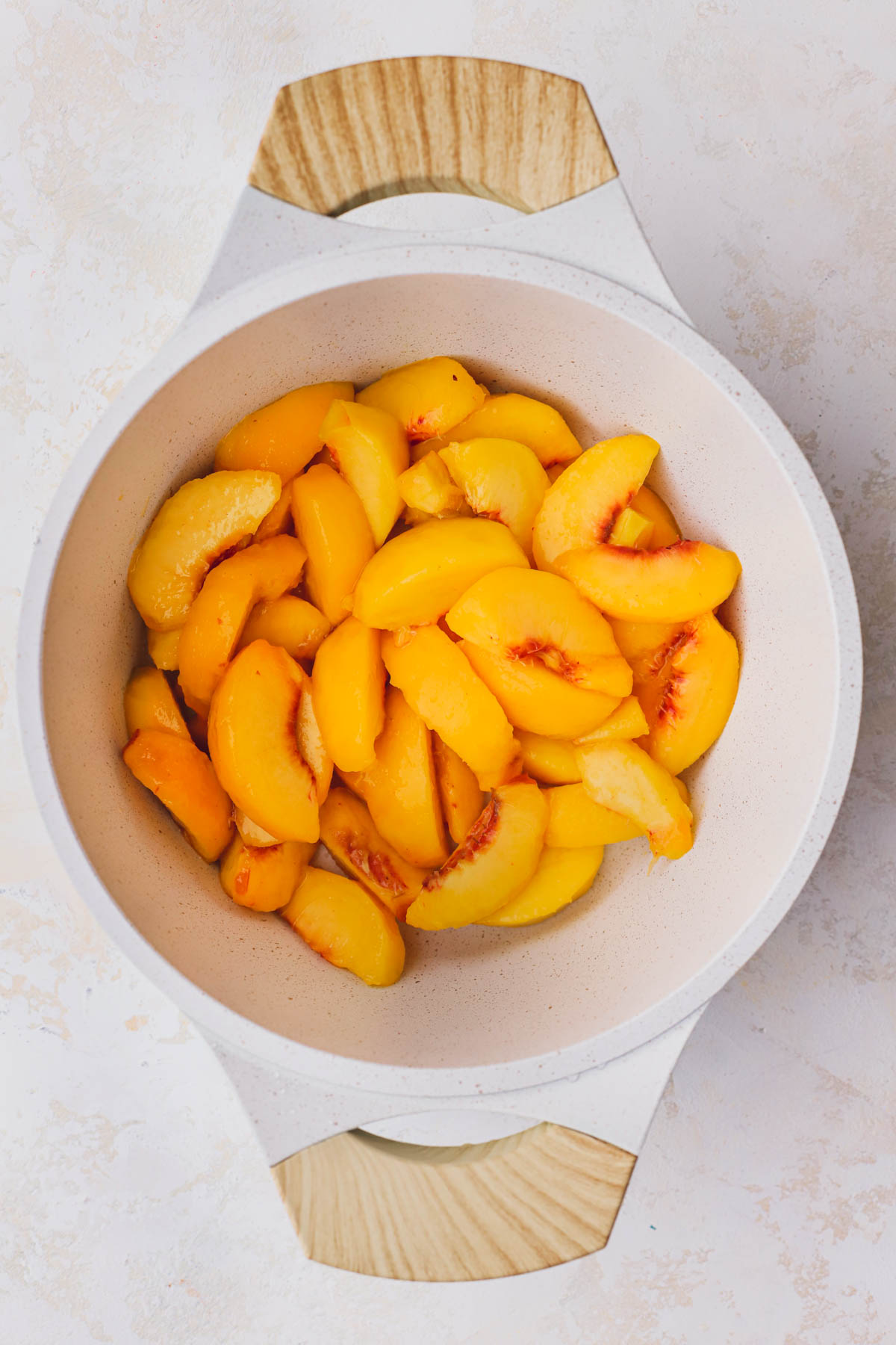 Fresh sliced peaches.