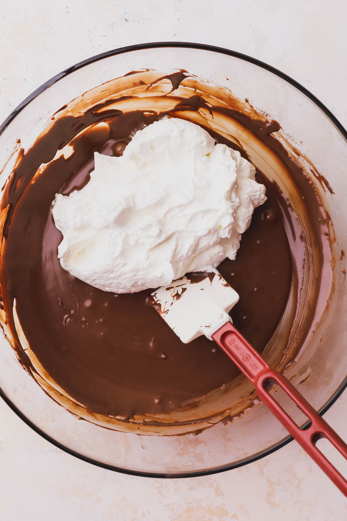 Whipped cream and chocolate mixture. 