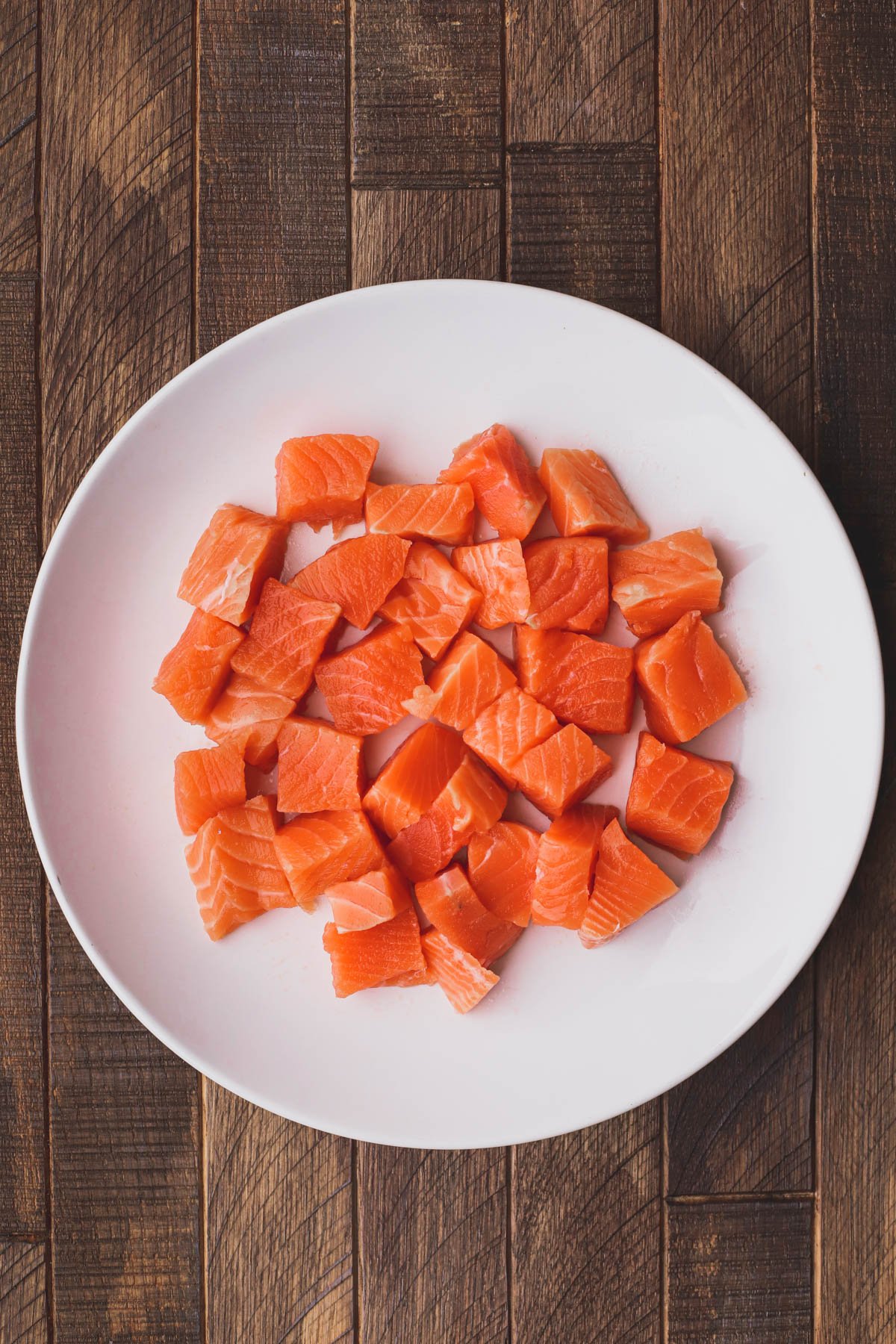 Salmon fillet cut into 1" cubes