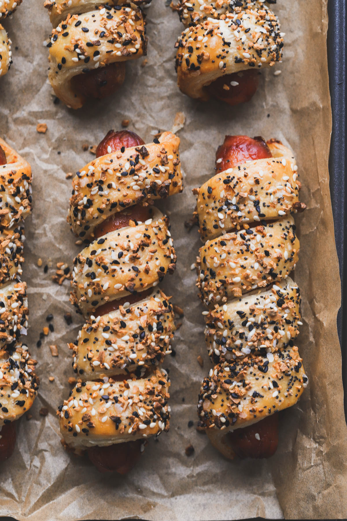 Hot dogs wrapped in puff pastry. 