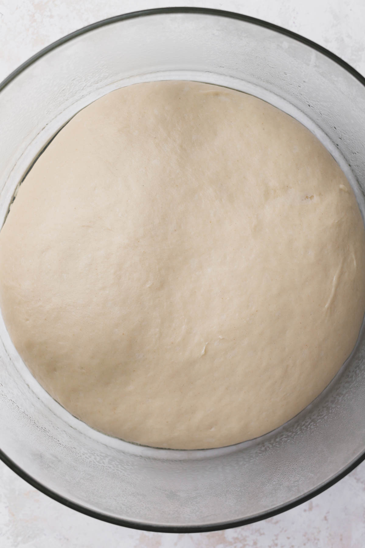 Risen cinnamon roll dough. 