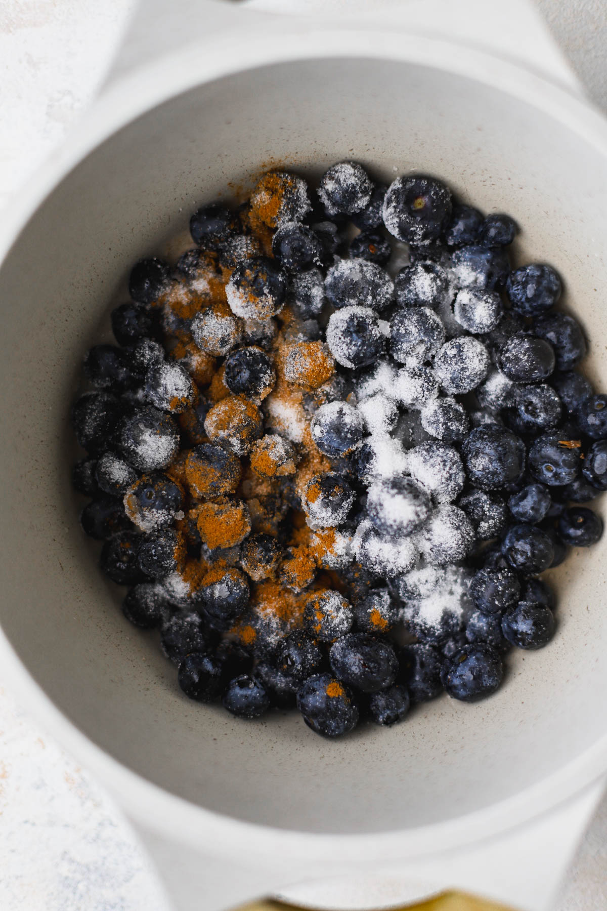 Blueberries, sugar and cinnamon.