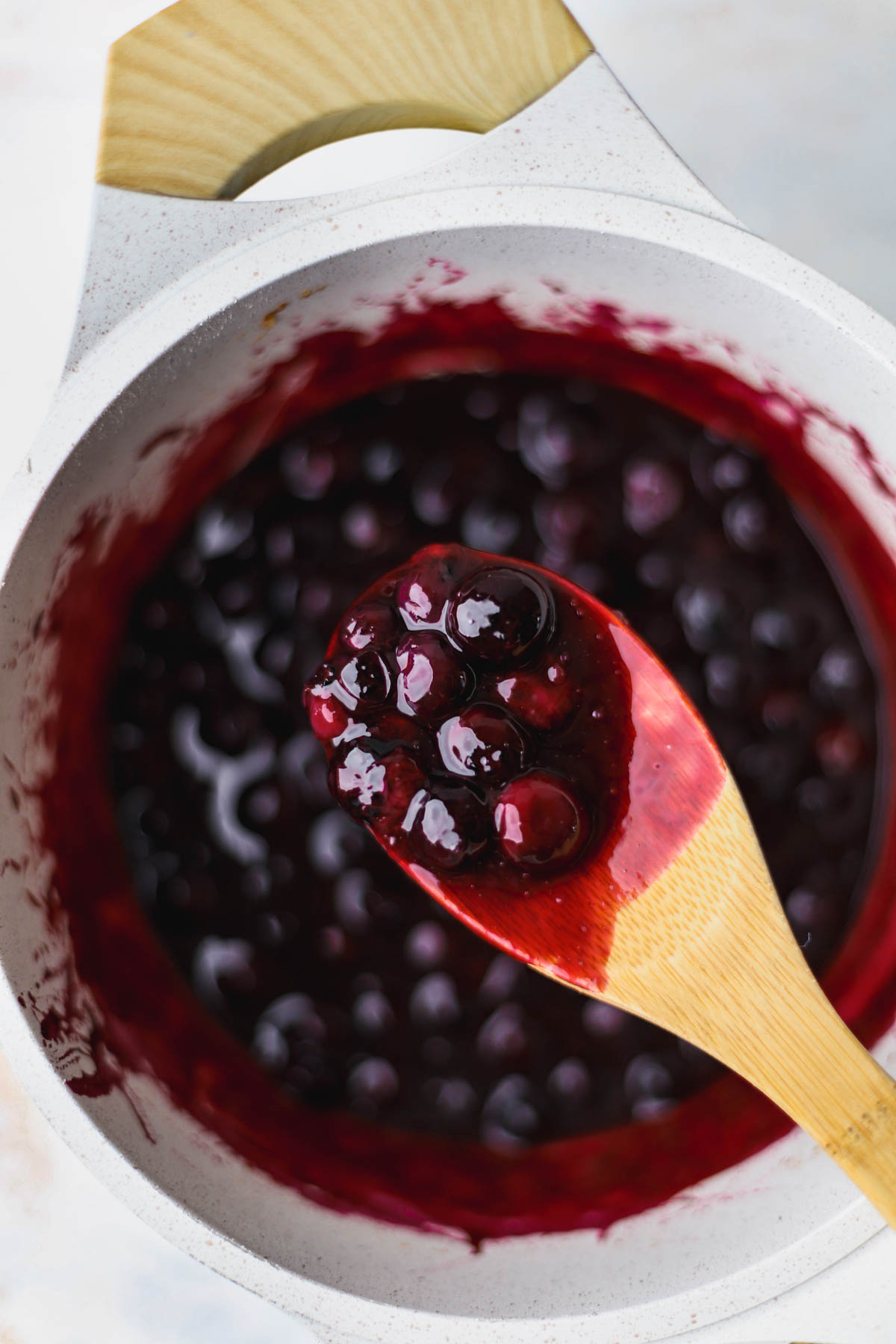 Cooked blueberry compote. 