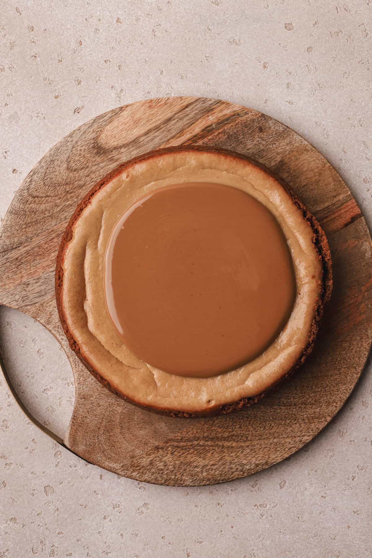 Biscoff cheesecake with melted cookie butter.