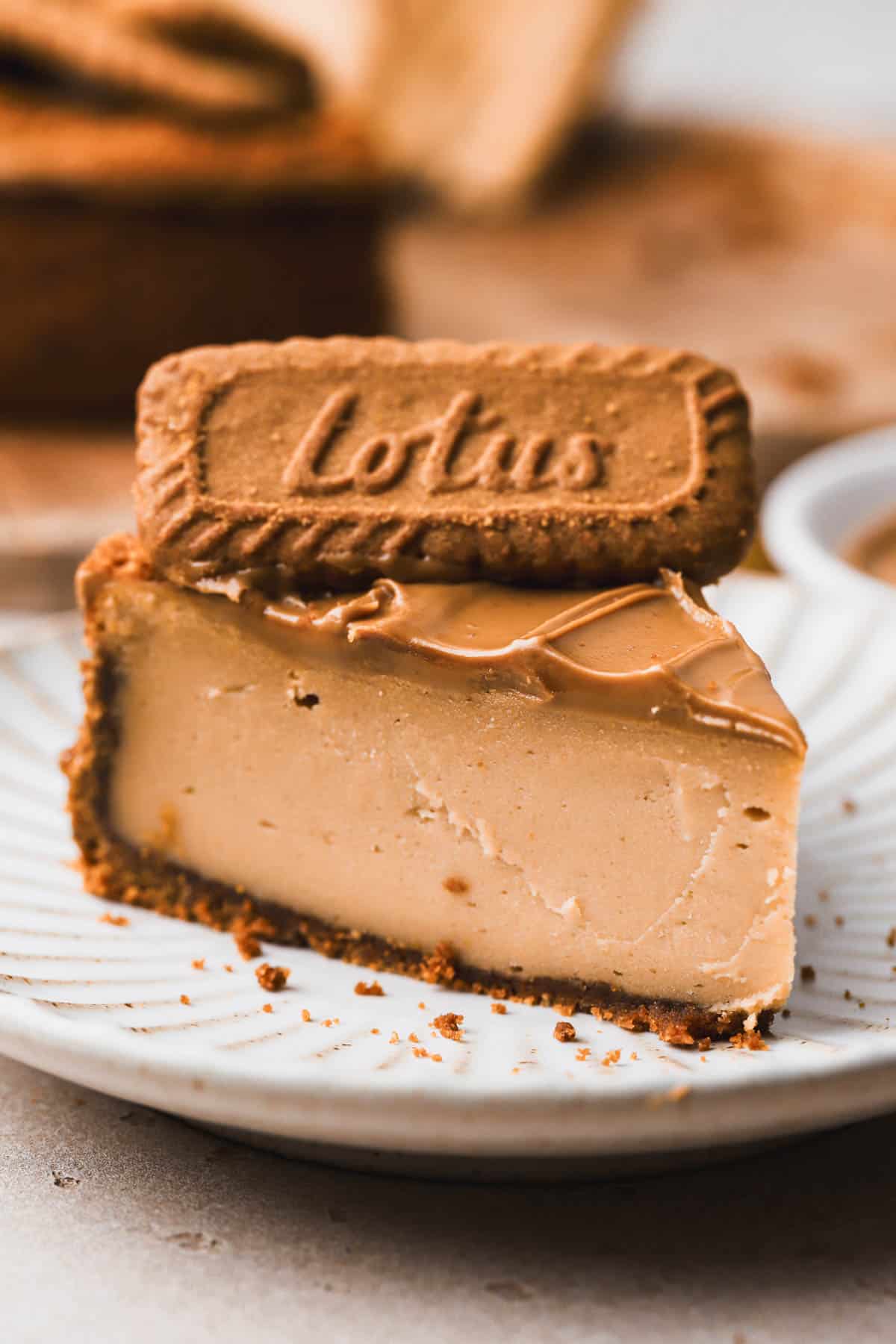 Lotus cheesecake recipe, melted cookie butter and biscoff cookies.