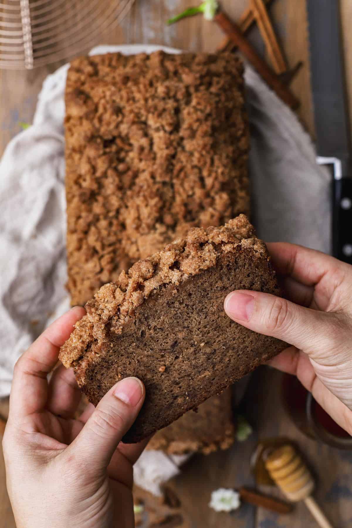 Banana bread with streusel topping. 