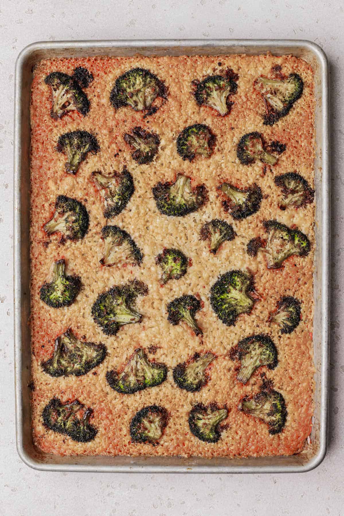 Baked parmesan and broccoli. 