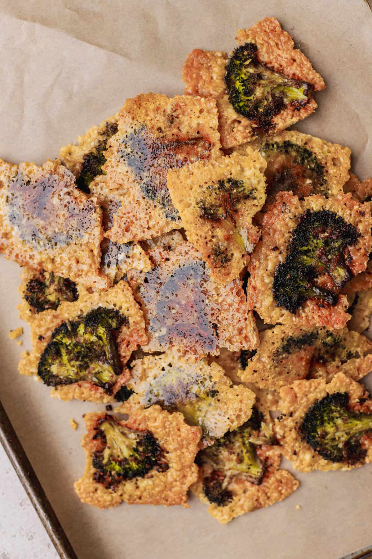 Broccoli with crisp parmesan. 