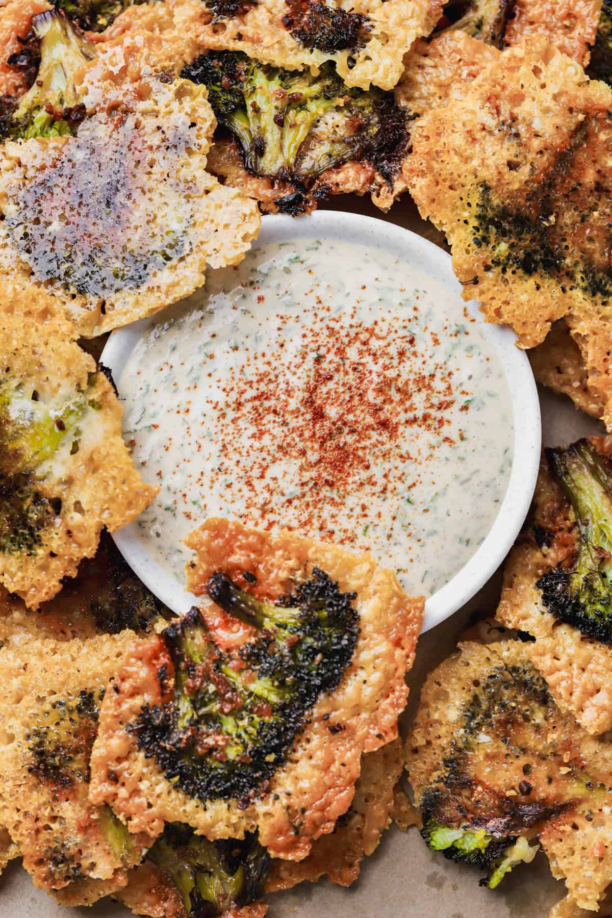 Parmesan crisp with broccoli. 