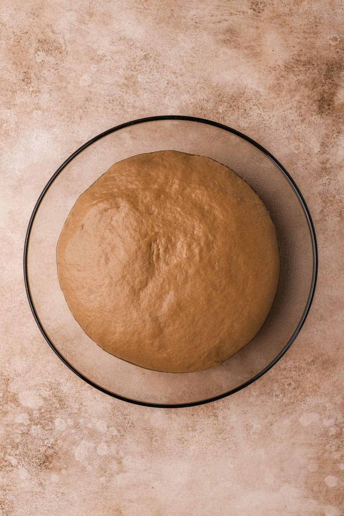 Risen cinnamon roll.