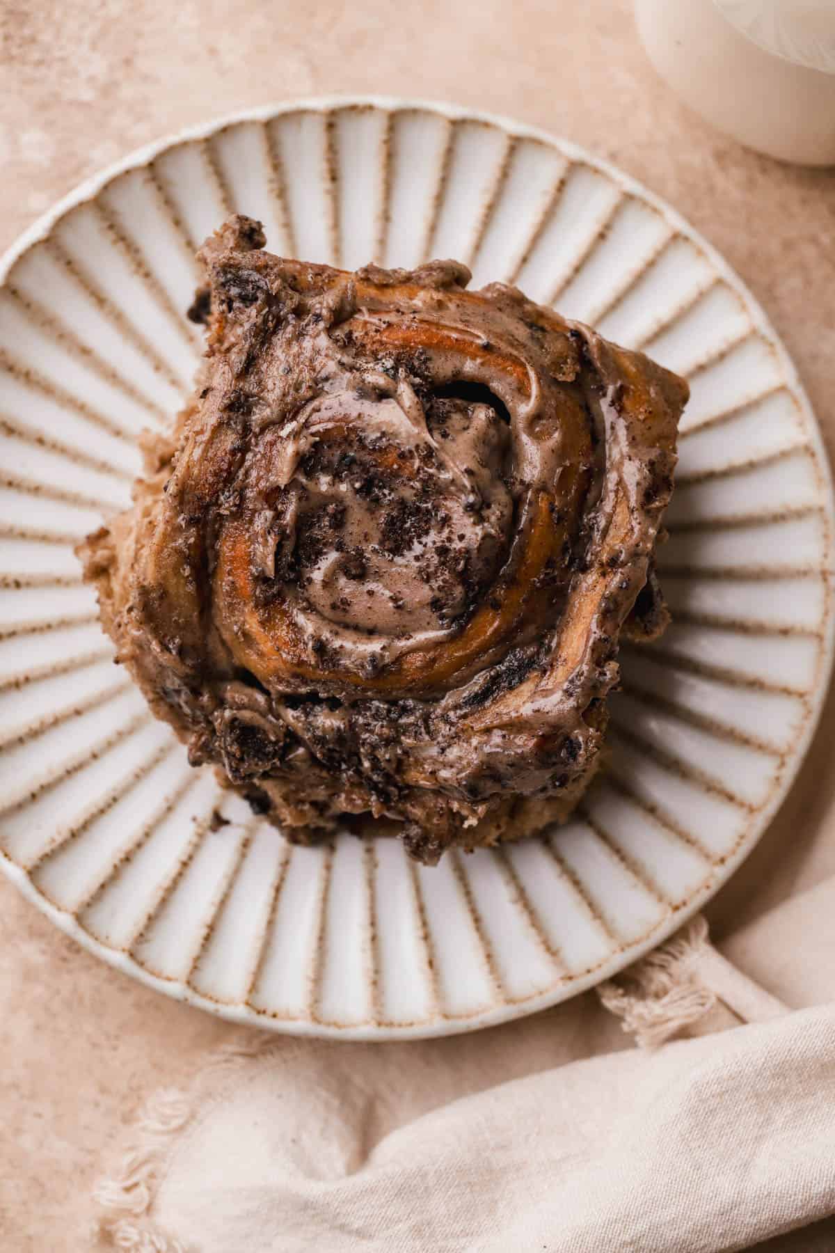 Giant oreo cinnamon rolls with cream cheese glaze. 