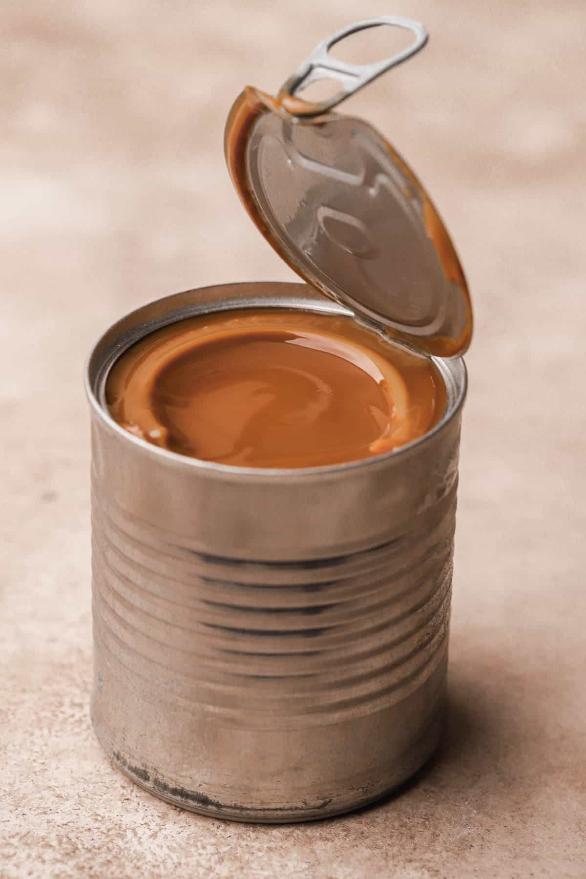 Cooked sweetened condensed milk in a can.
