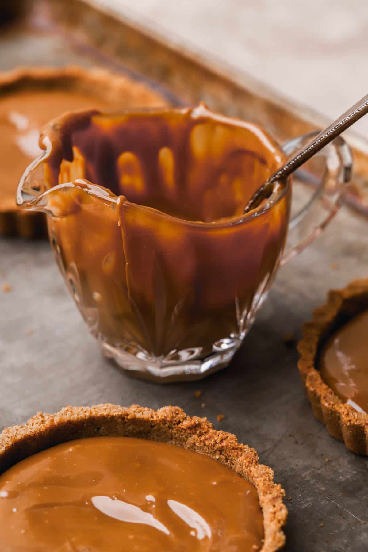 Banoffee tartlets.  Graham cracker crust tarts filled with homemade dulce de Leche.