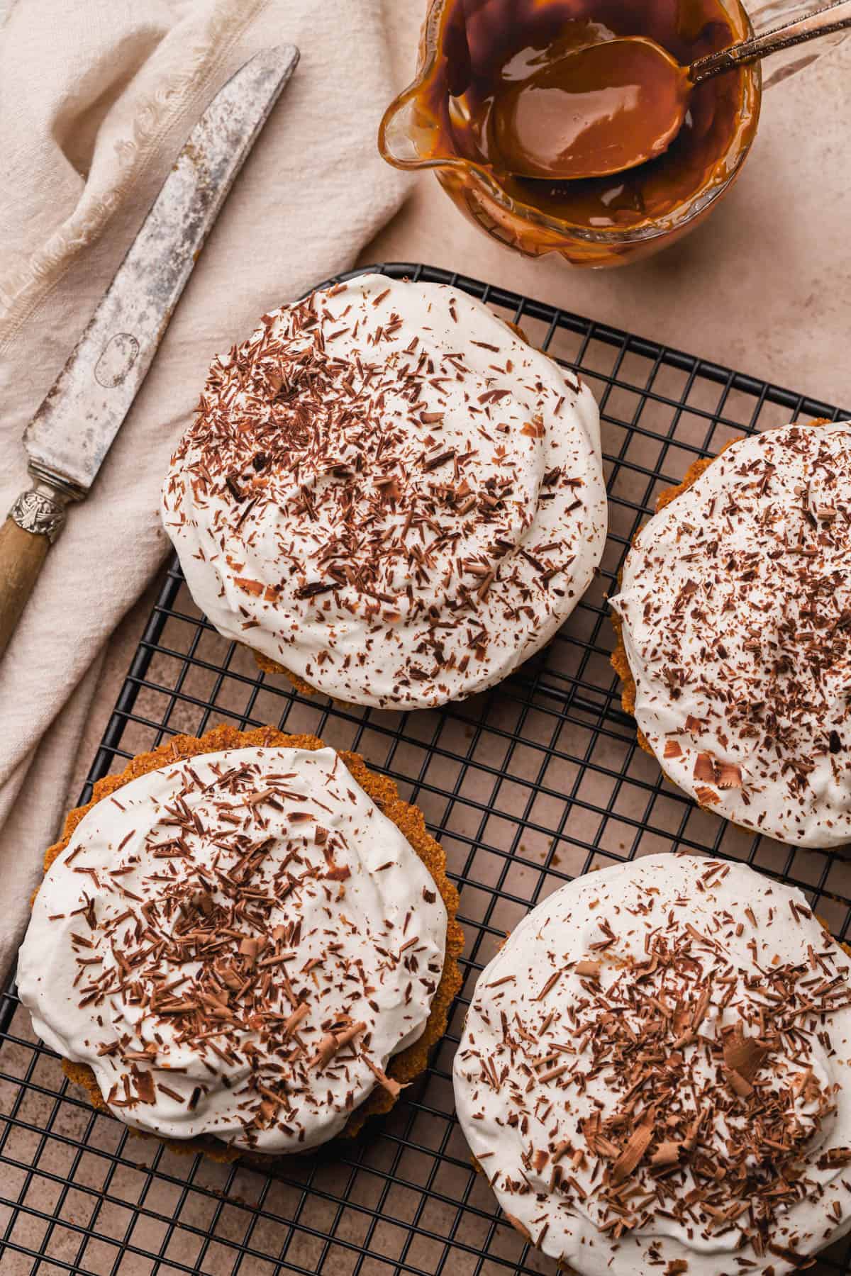Banoffee tartlets with homemade dulce de Leche.