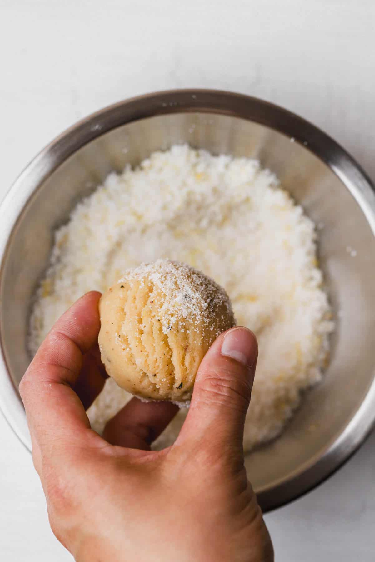 Cookies rolled in lemon sugar. 