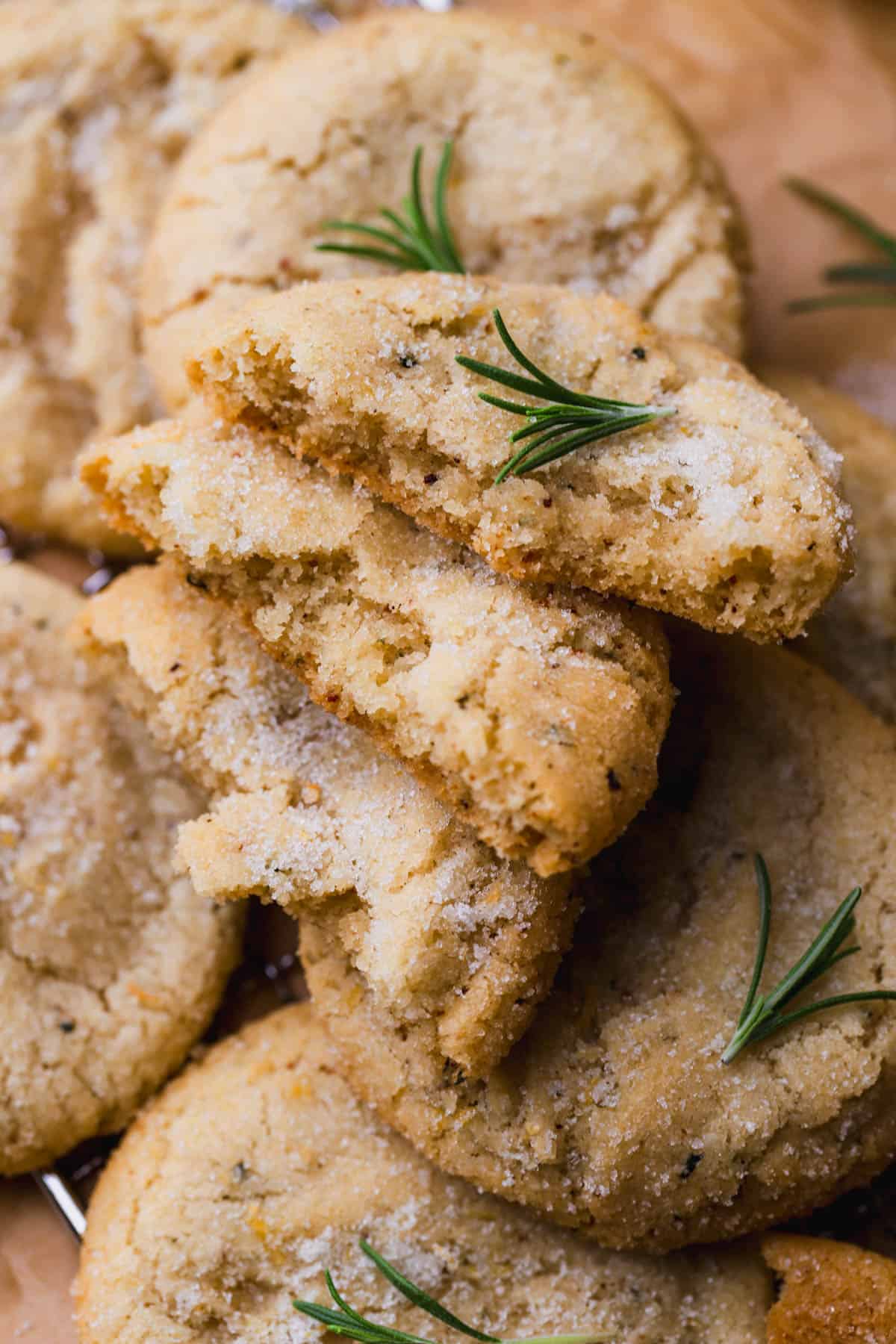 Rosemary cookies with fresh lemon sugar coating. 