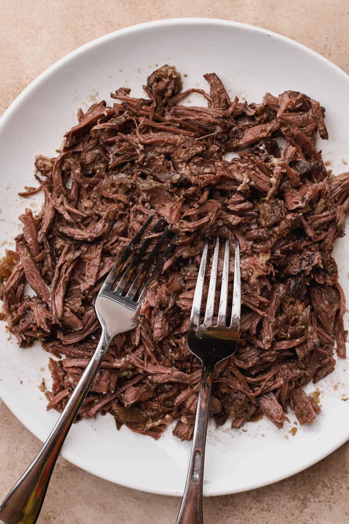 Shredded short ribs.