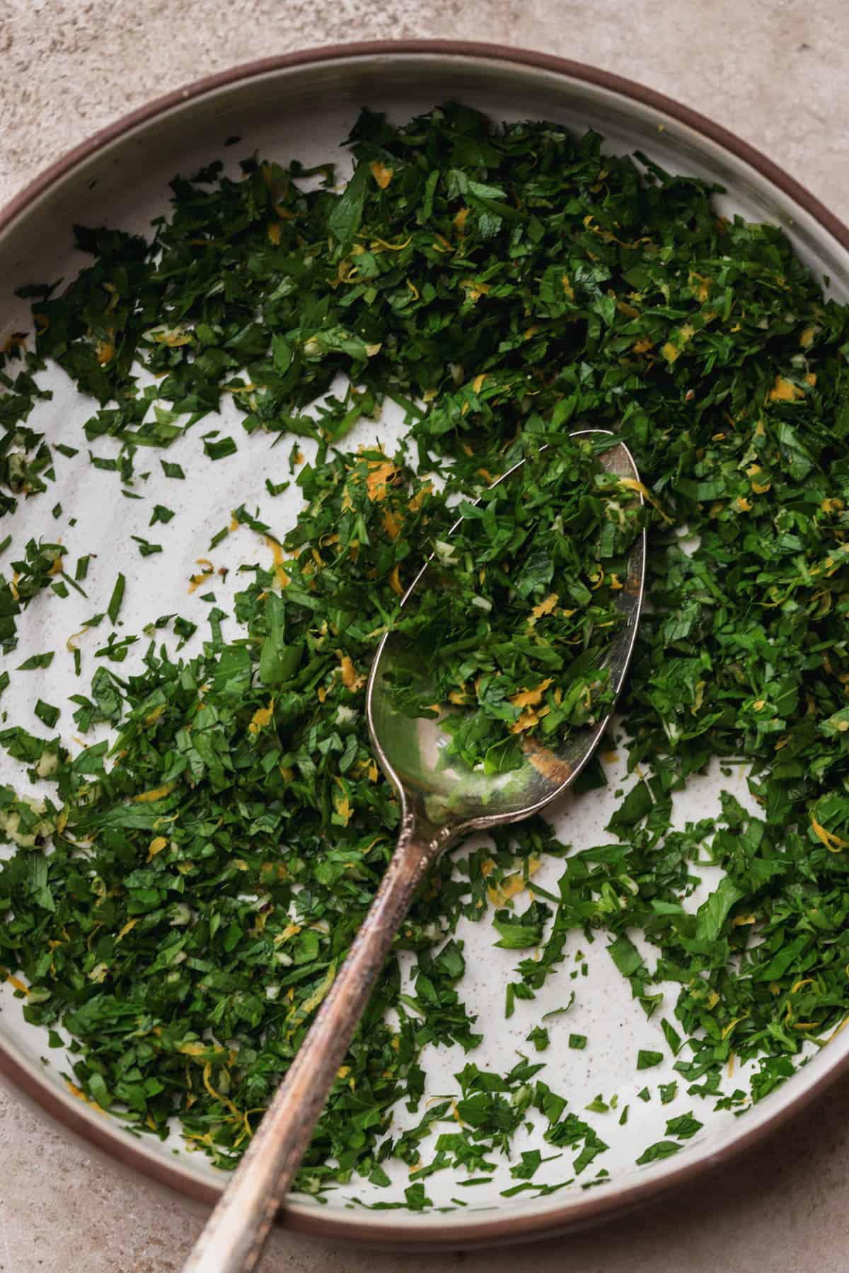 Homemade gremolata.