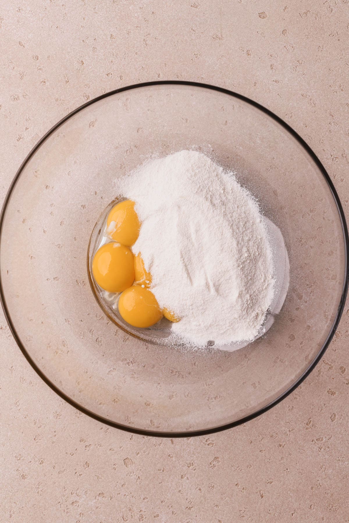 Egg yolks, sugar, and flour. 