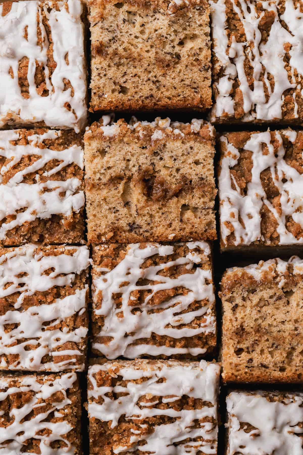 Banana cake with streusel filling and topping. 