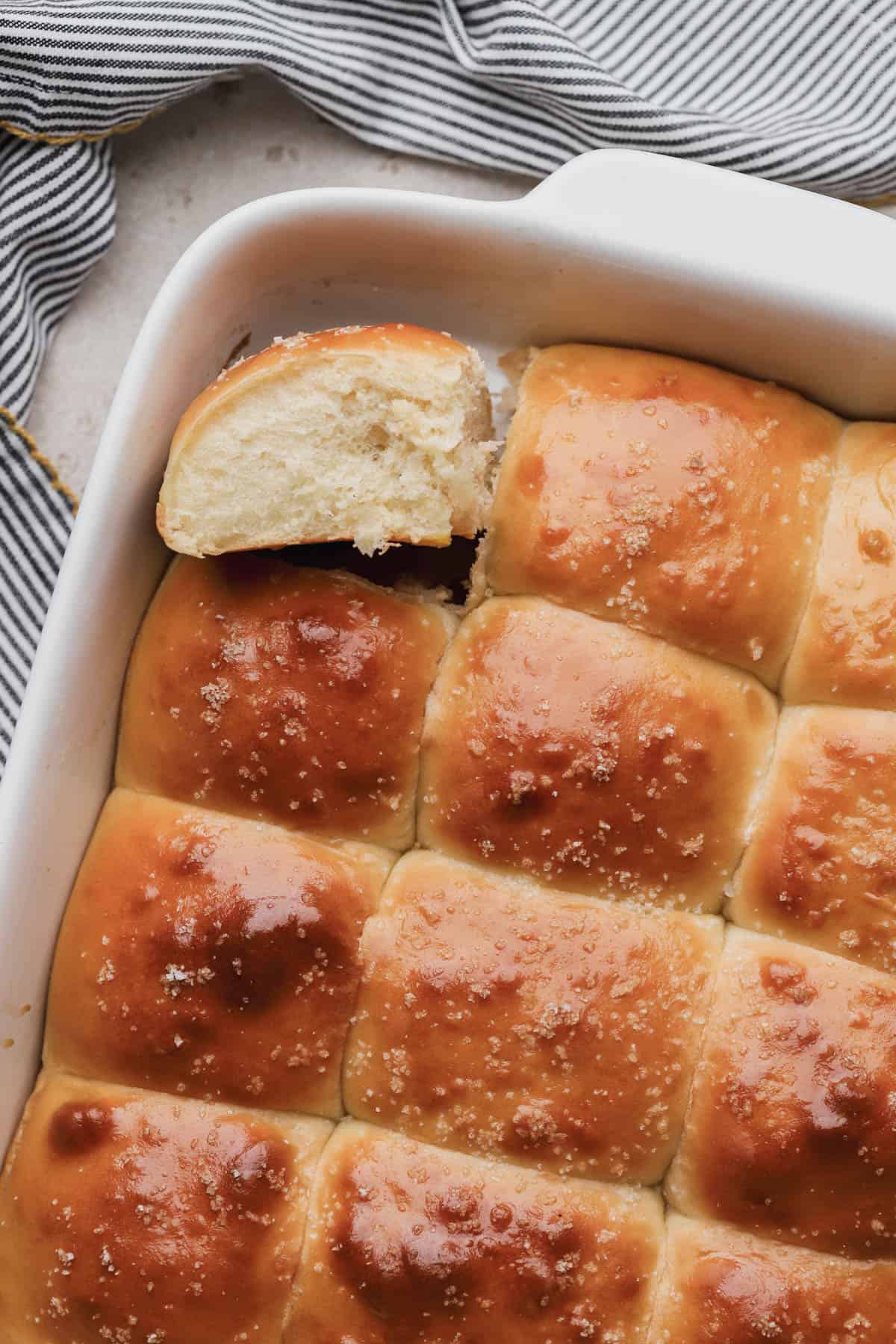 Pull apart bread rolls with sea salt. 