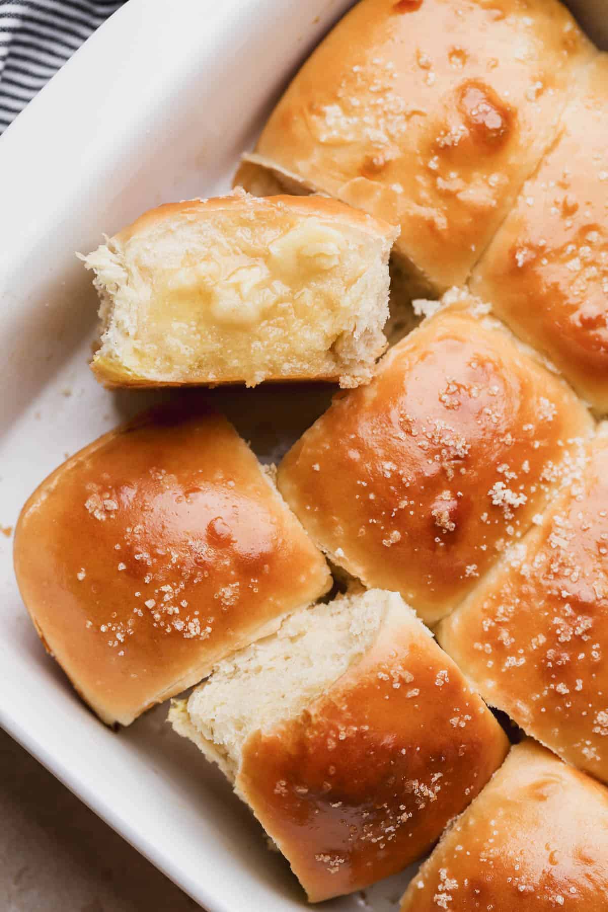 Pull apart bread rolls topped with homemade honey butter. 