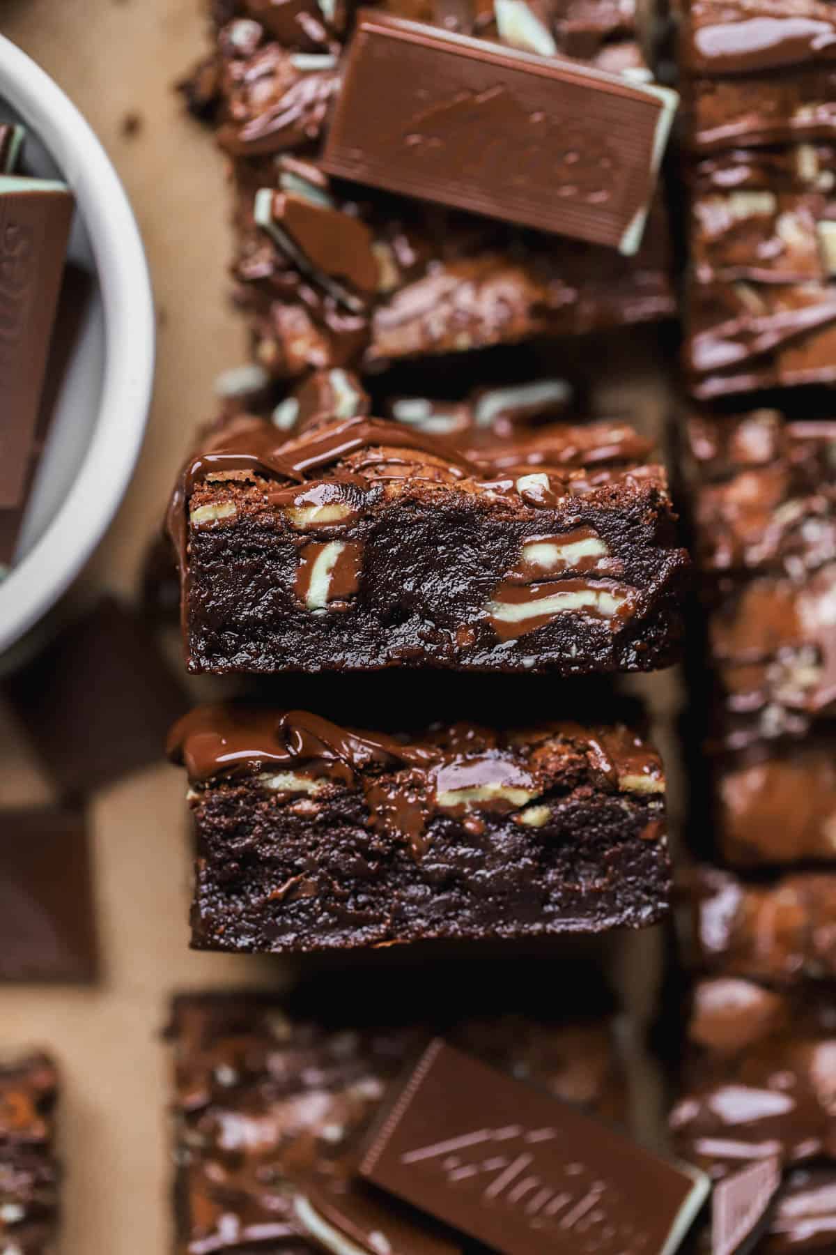 Andes chocolate mint with drizzled melted chocolate. 