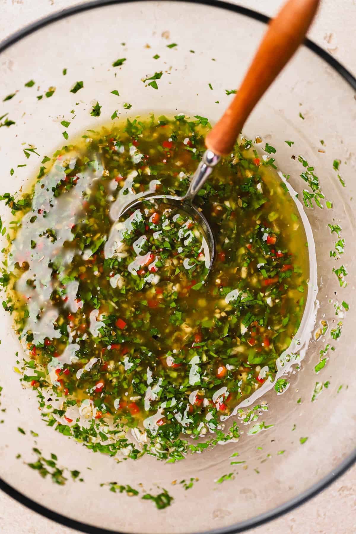 Chimichurri sauce for the Quinoa Roasted Vegetable Salad. 