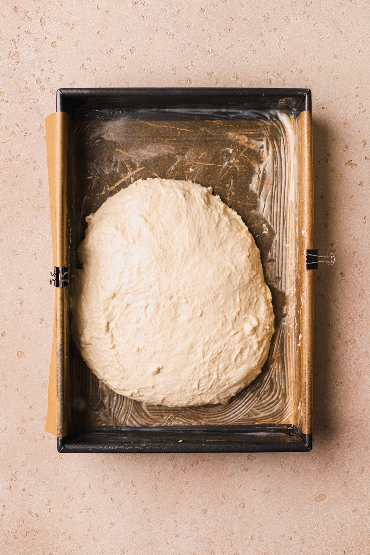 Risen focaccia dough.