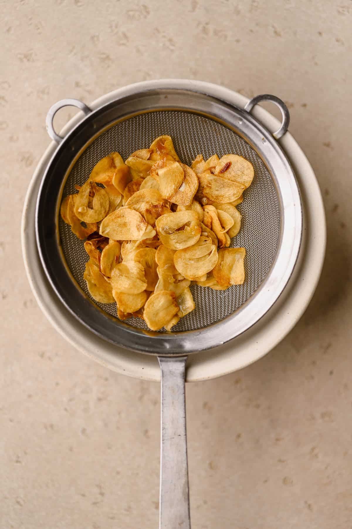 Drained toasted garlic cloves. 