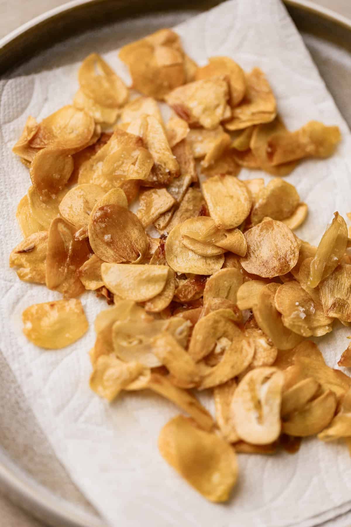 Toasted sliced garlic with sea salt.