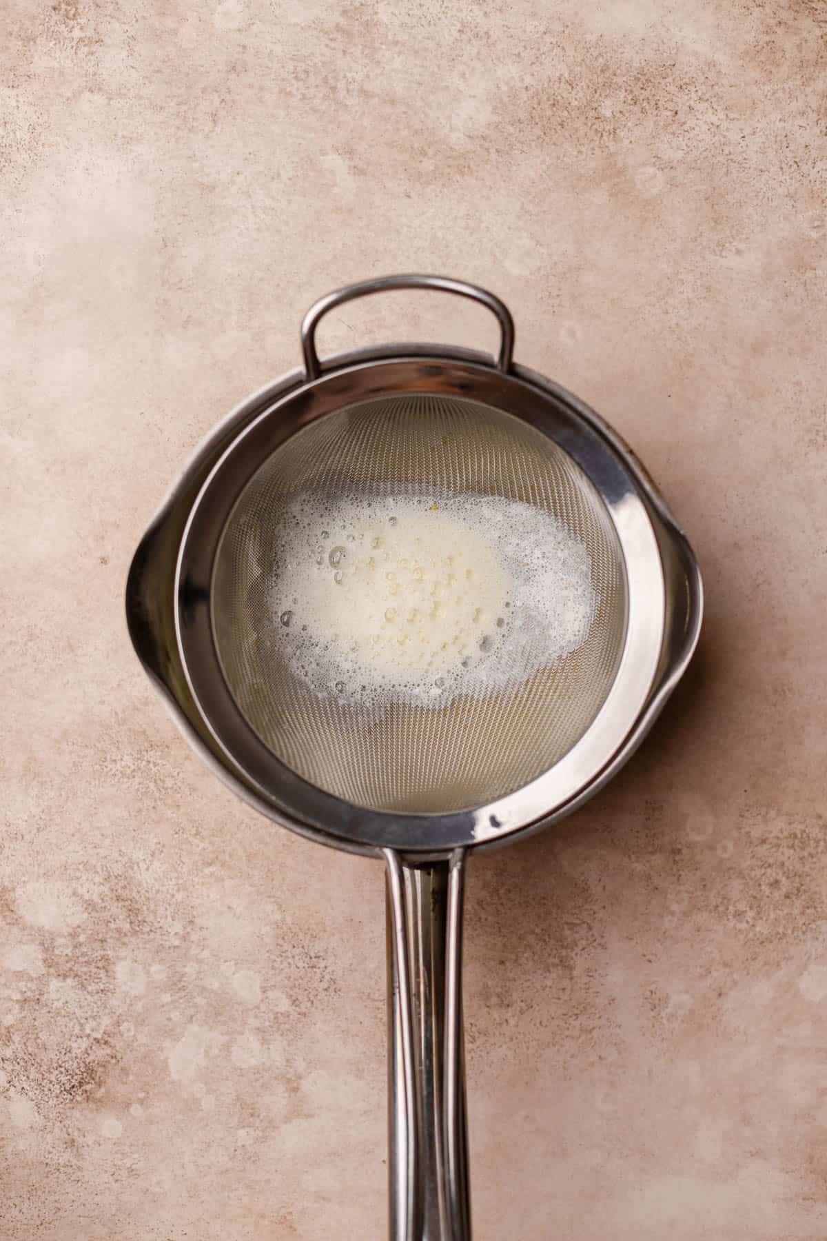 Strained custard mixture. 