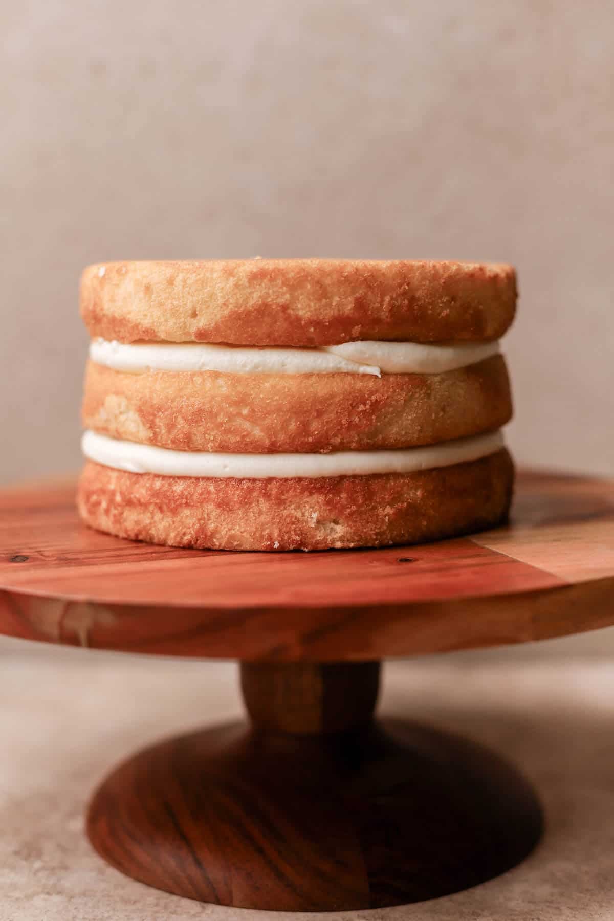 Coconut cake filled and layered. 