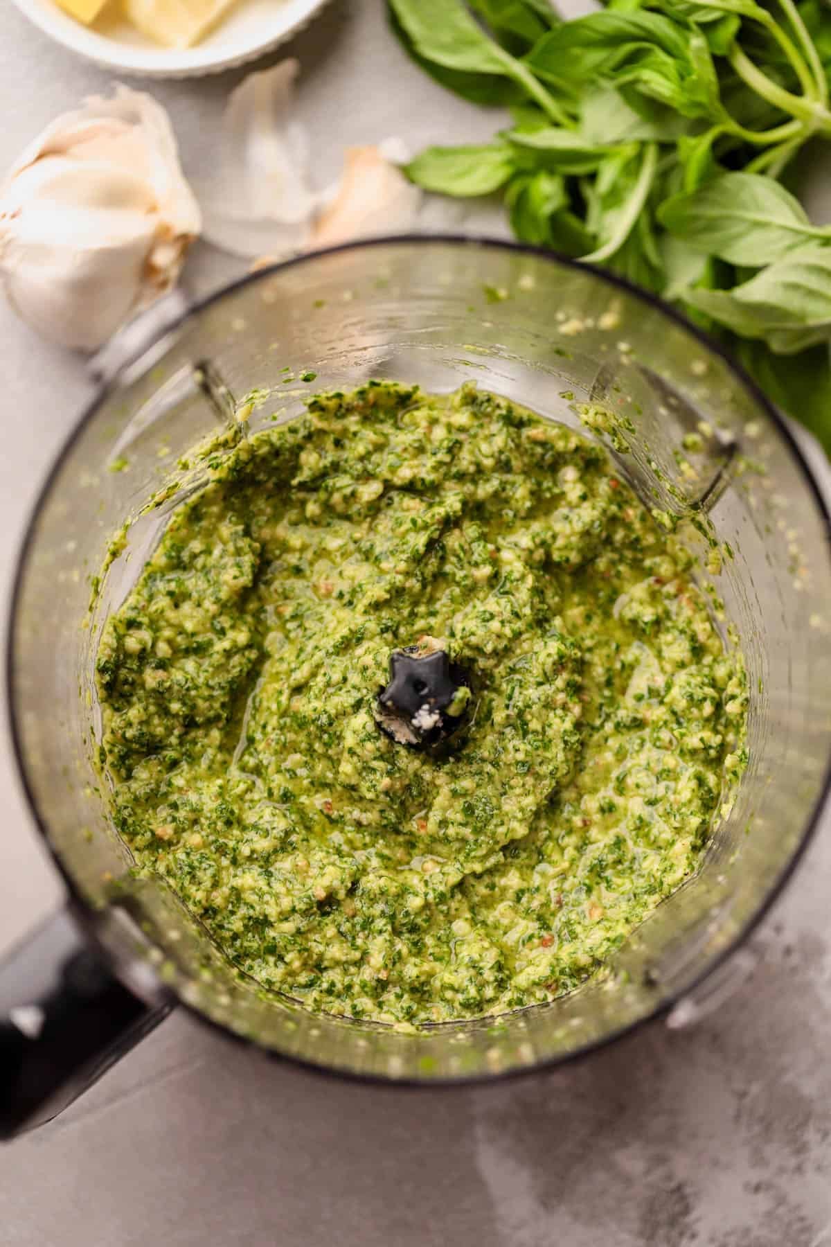 Blended homemade pesto.