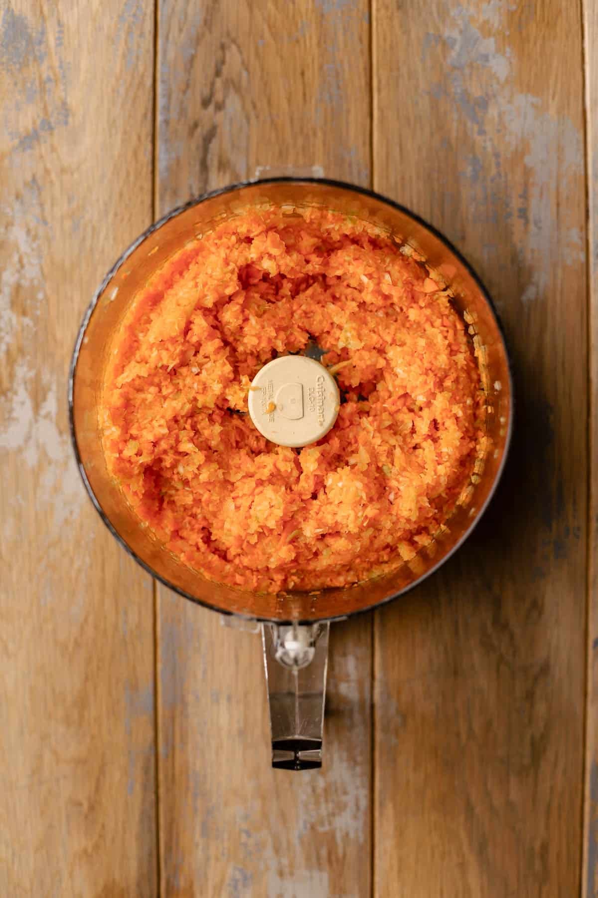 Finely minced carrots, onions, and celery.