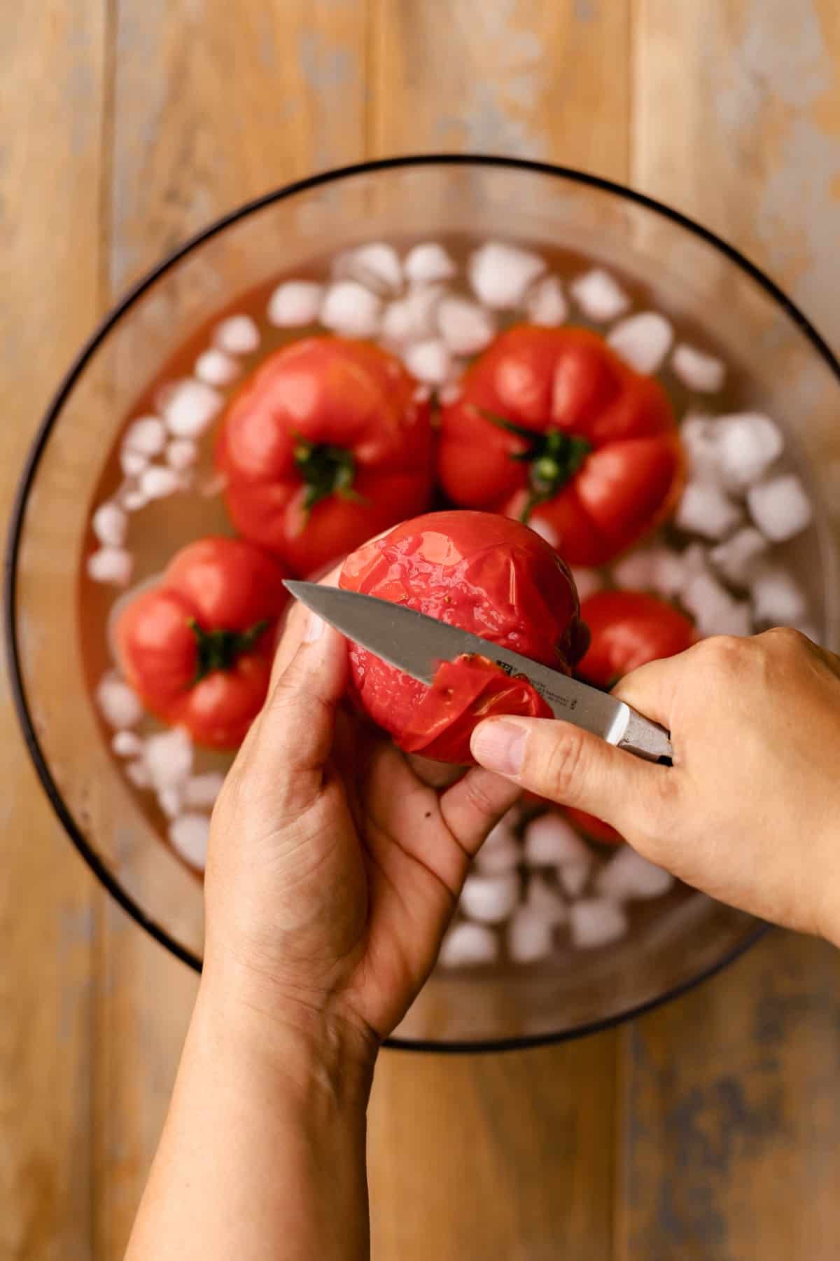 Peeled tomatoes.