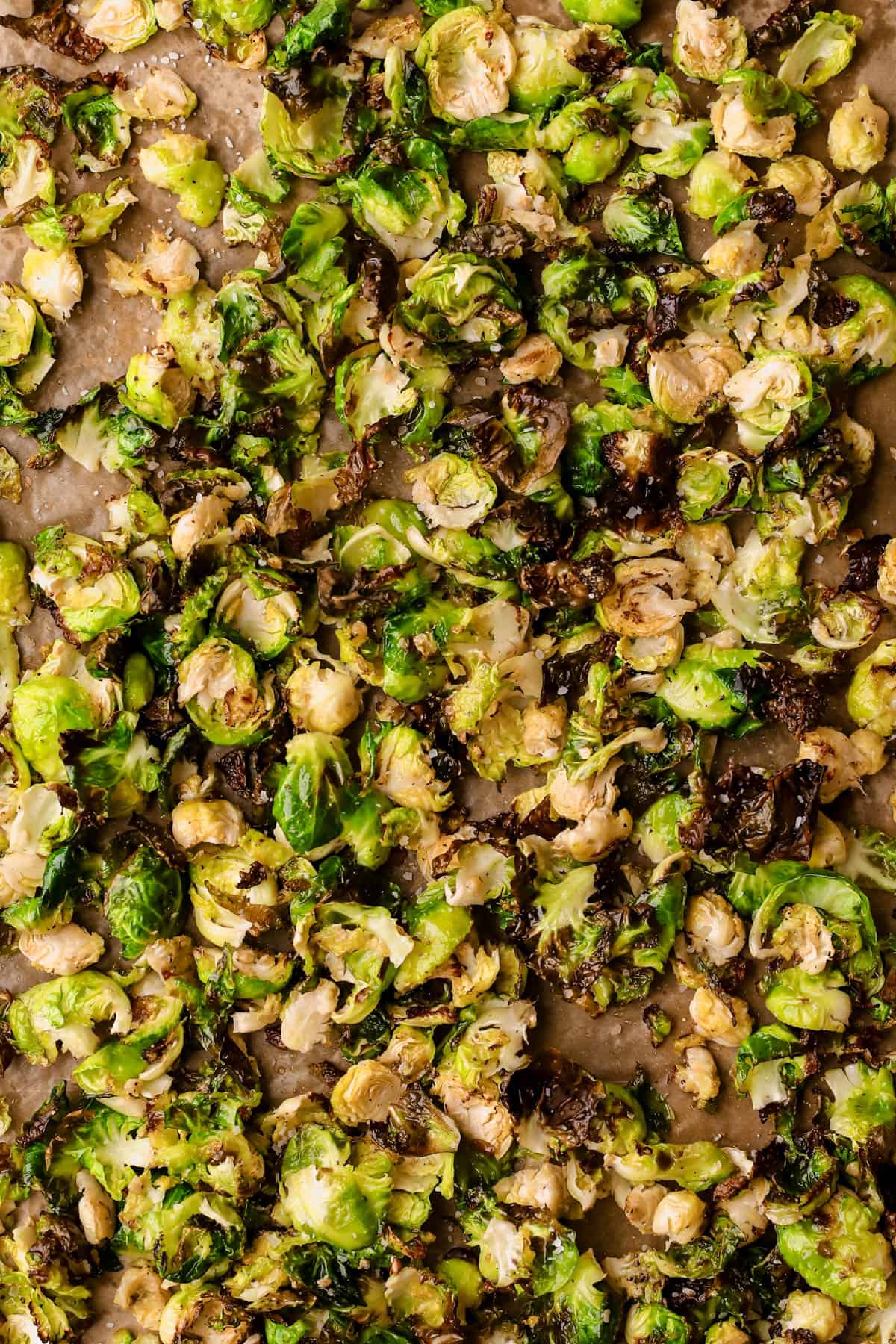 Roasted Brussels with olive oil, sea salt, and black pepper.