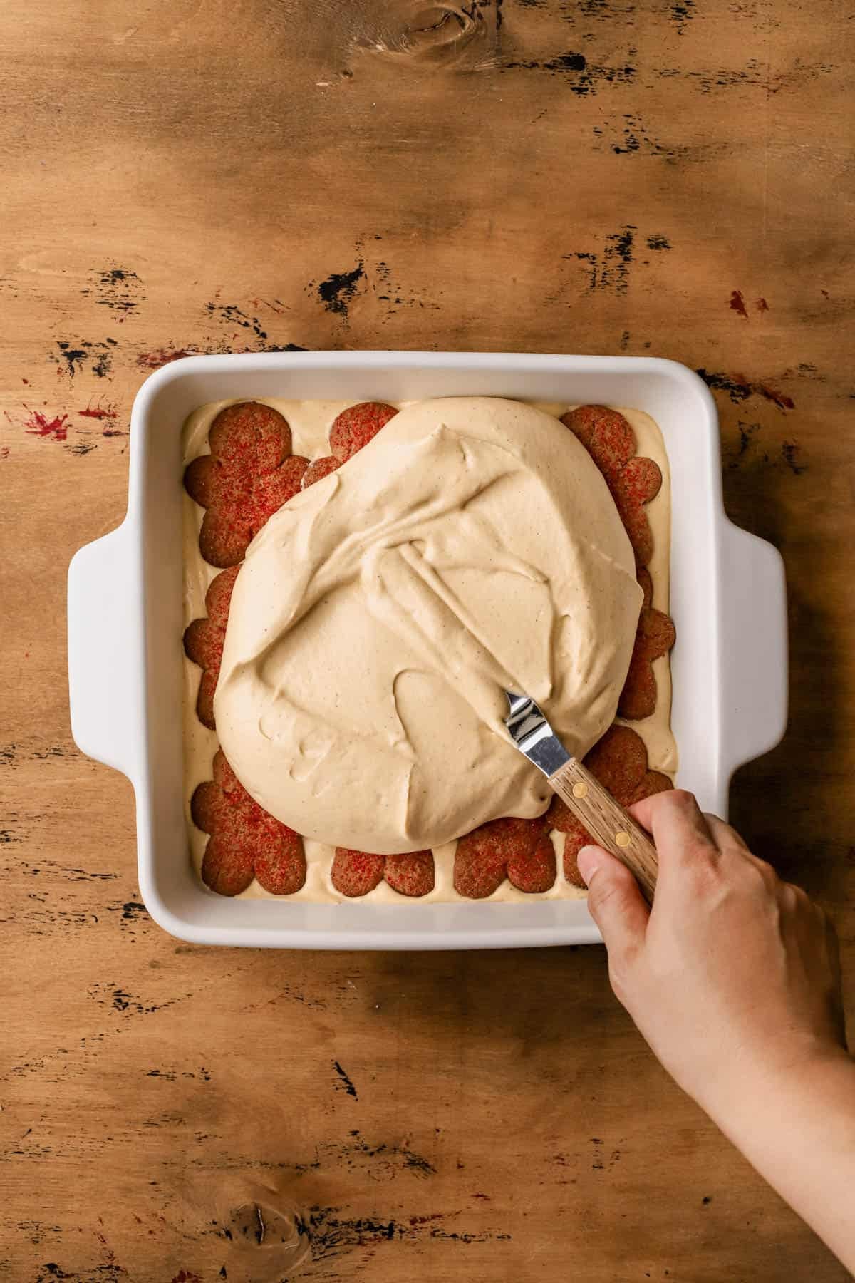 Layered espresso-soaked ladyfingers, gingerman cookies, and gingerbread mascarpone cream. 