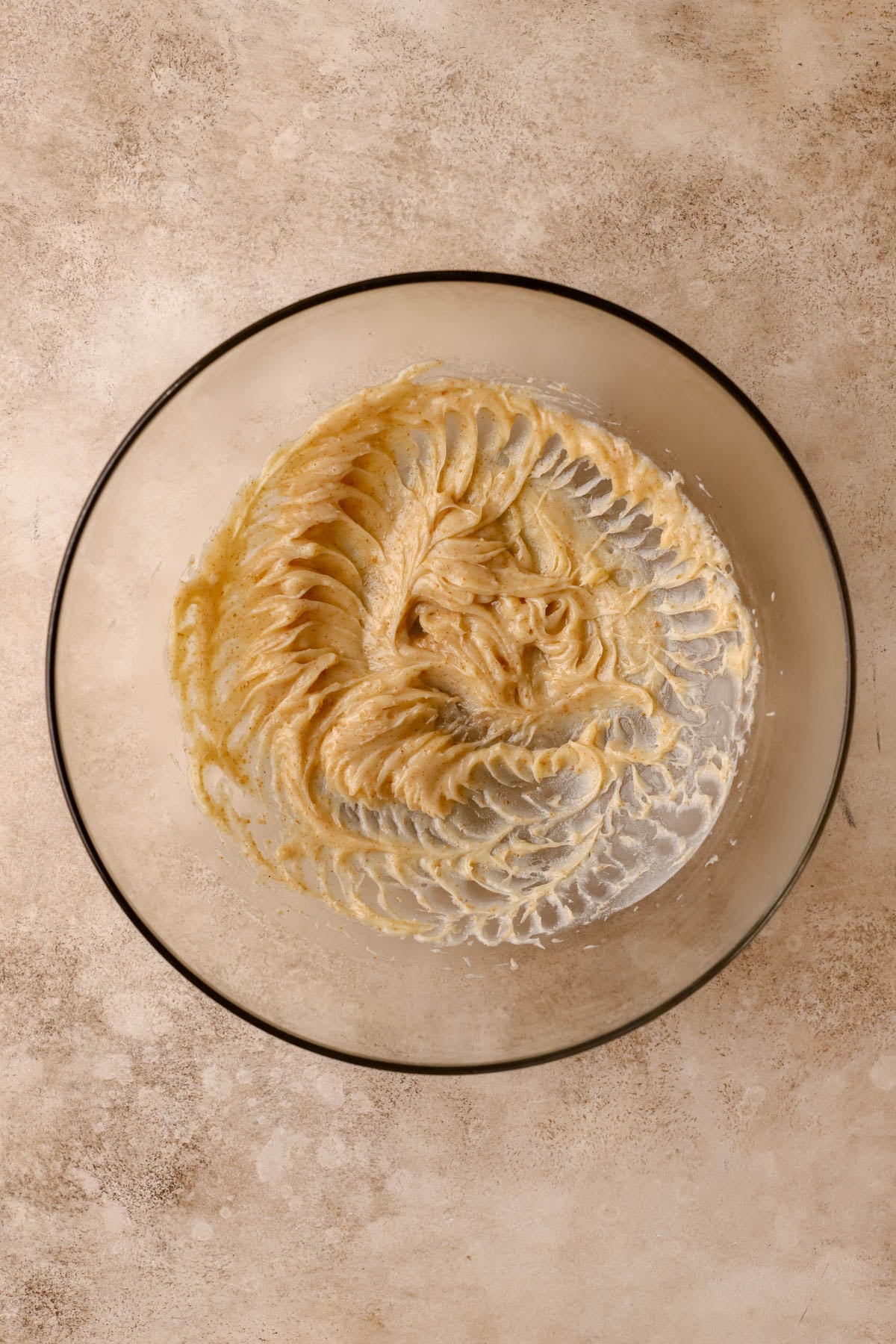 Chilled, softened brown butter. 