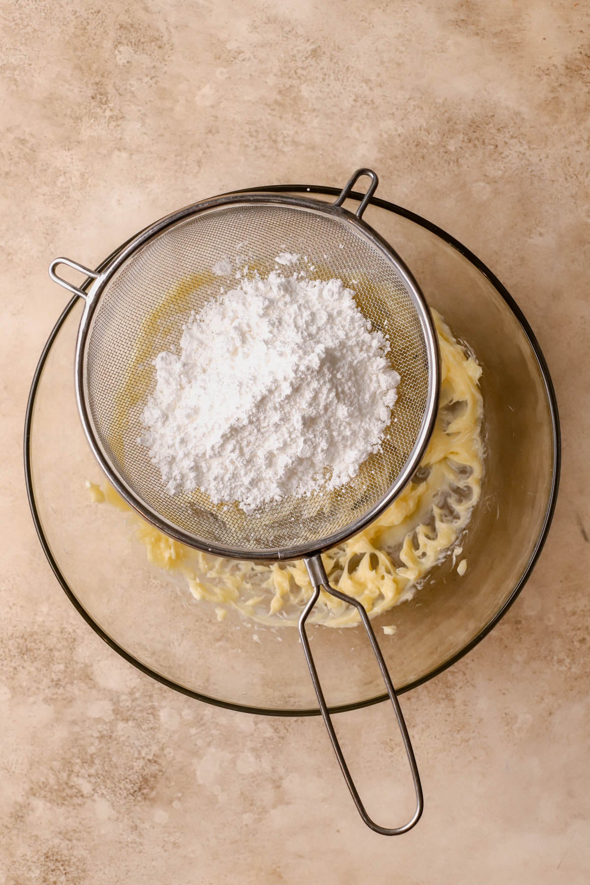 Whipped honey butter with sifted powdered sugar. 